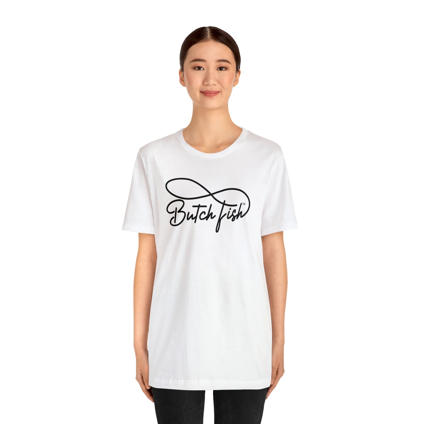 Butch Fish Unisex T-Shirts: "Stories in Threads"- Black Logo