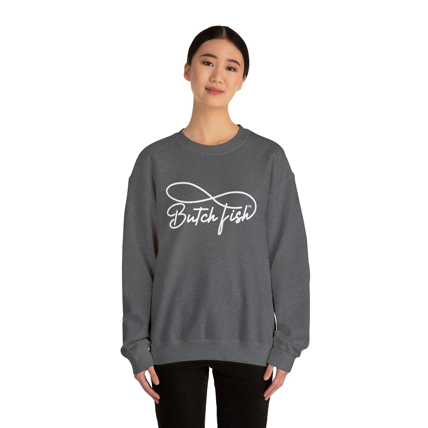 Butch Fish Unisex Crewneck Sweatshirt: "Unity in Comfort" - White Logo