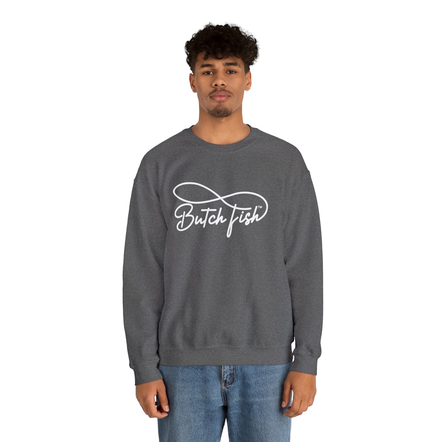 Butch Fish Unisex Crewneck Sweatshirt: "Unity in Comfort" - White Logo