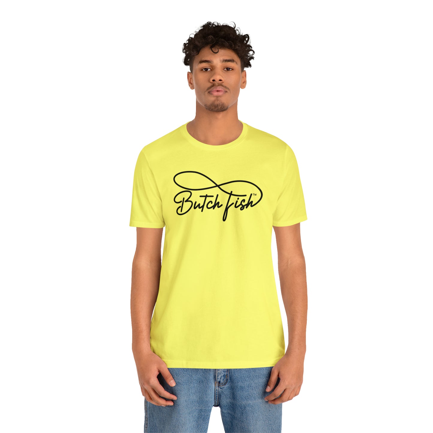 Butch Fish Unisex T-Shirts: "Stories in Threads"- Black Logo