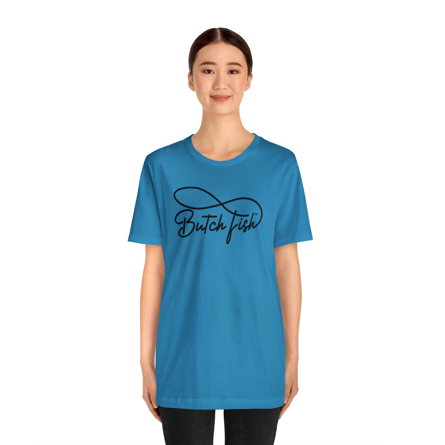 Butch Fish Unisex T-Shirts: "Stories in Threads"- Black Logo