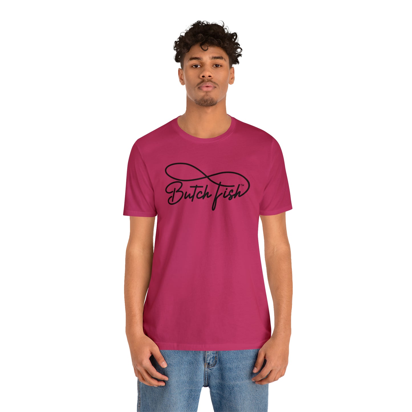 Butch Fish Unisex T-Shirts: "Stories in Threads"- Black Logo
