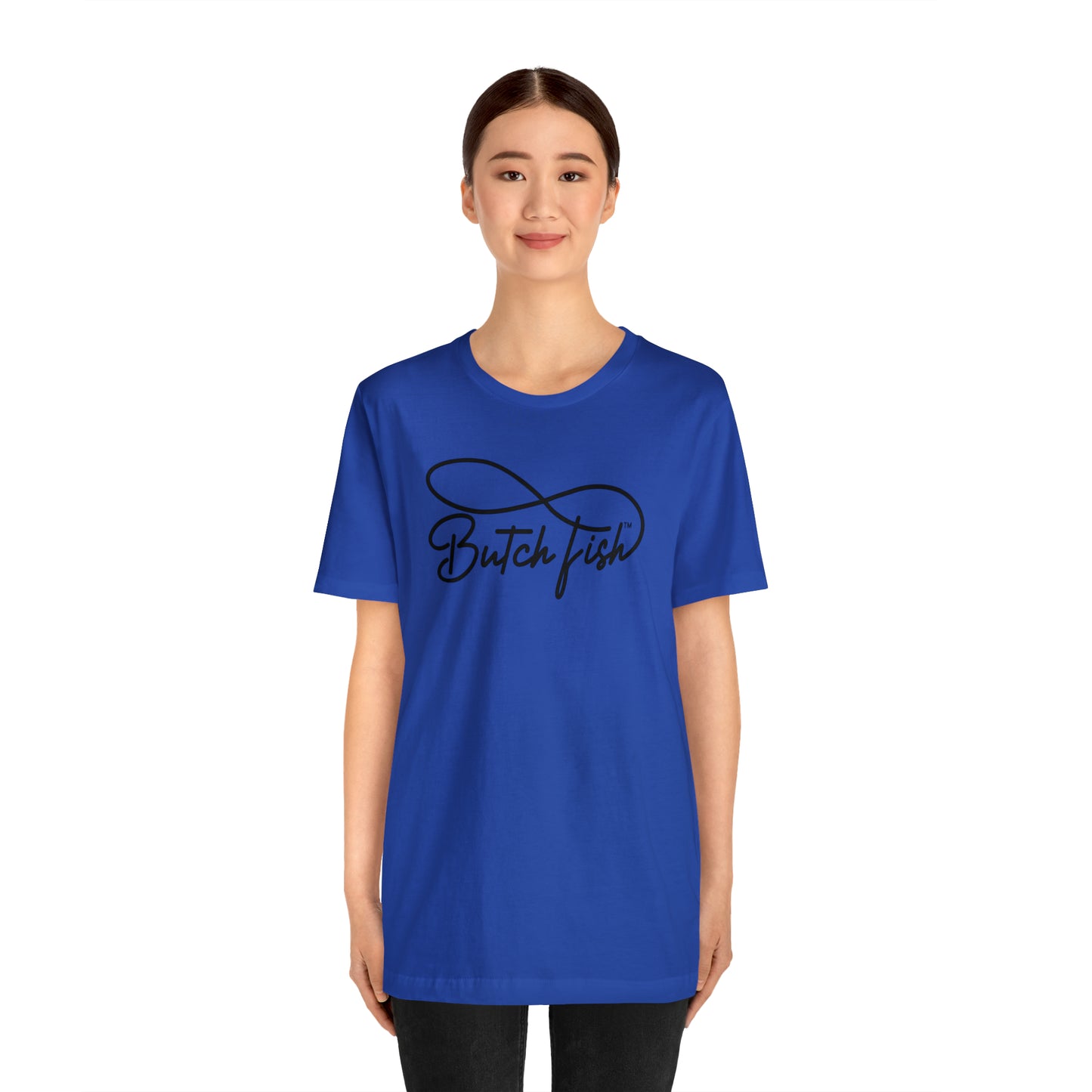 Butch Fish Unisex T-Shirts: "Stories in Threads"- Black Logo