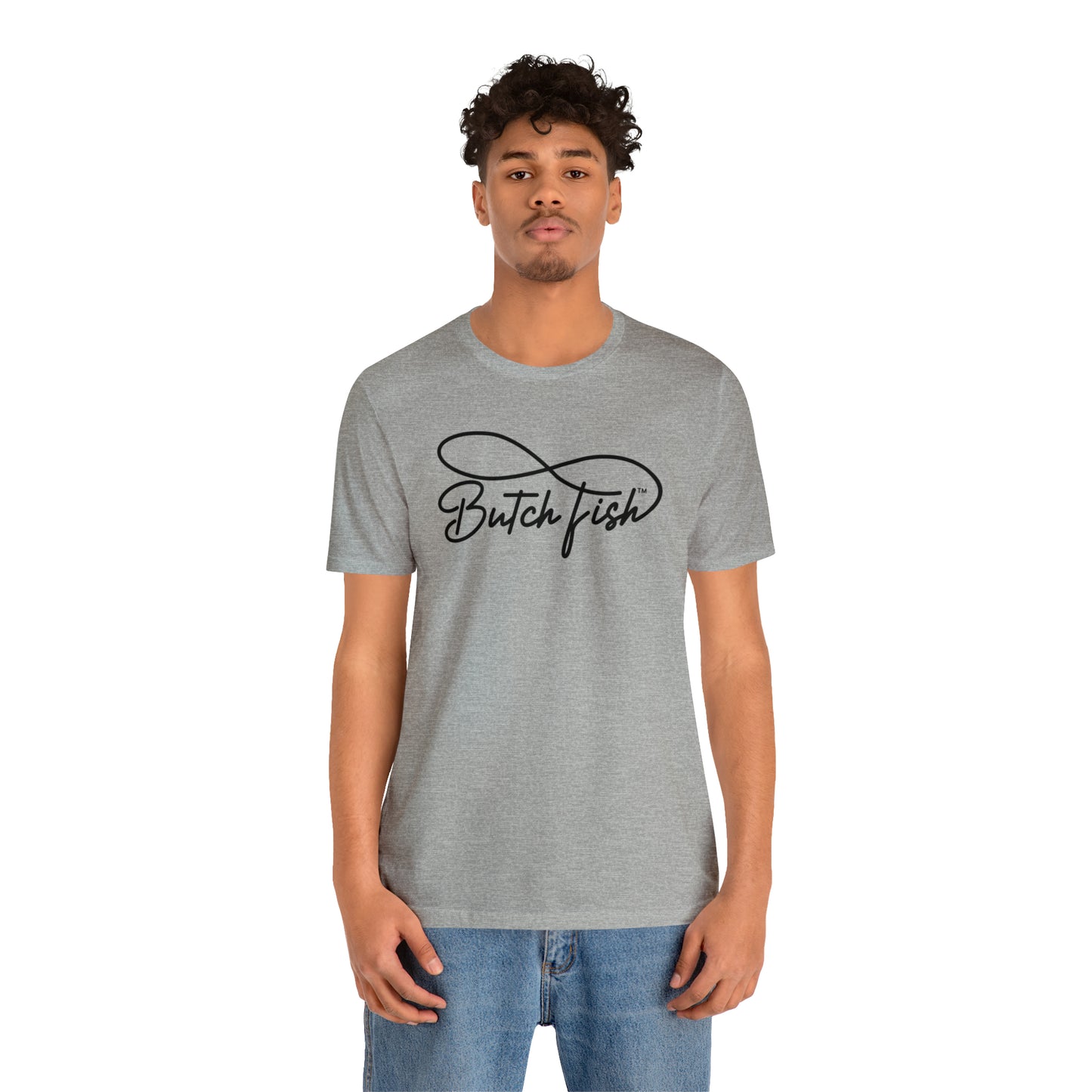 Butch Fish Unisex T-Shirts: "Stories in Threads"- Black Logo