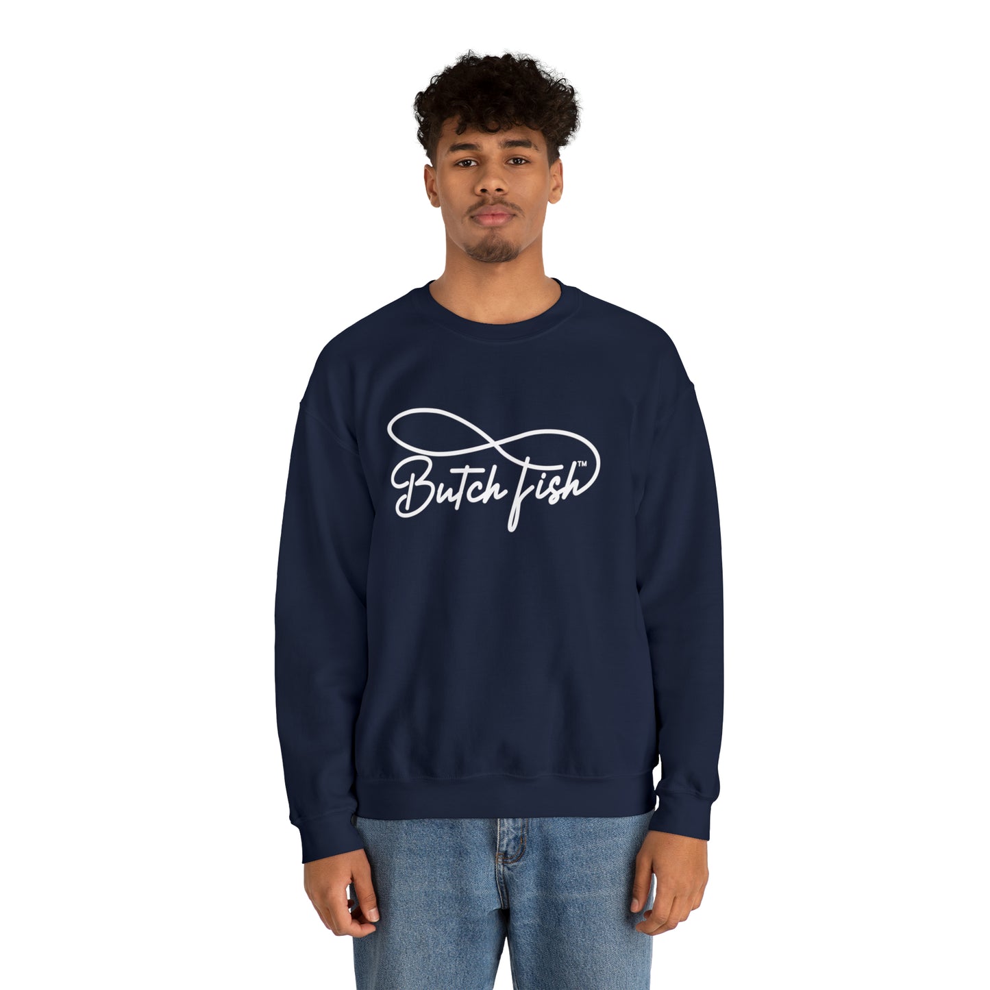 Butch Fish Unisex Crewneck Sweatshirt: "Unity in Comfort" - White Logo
