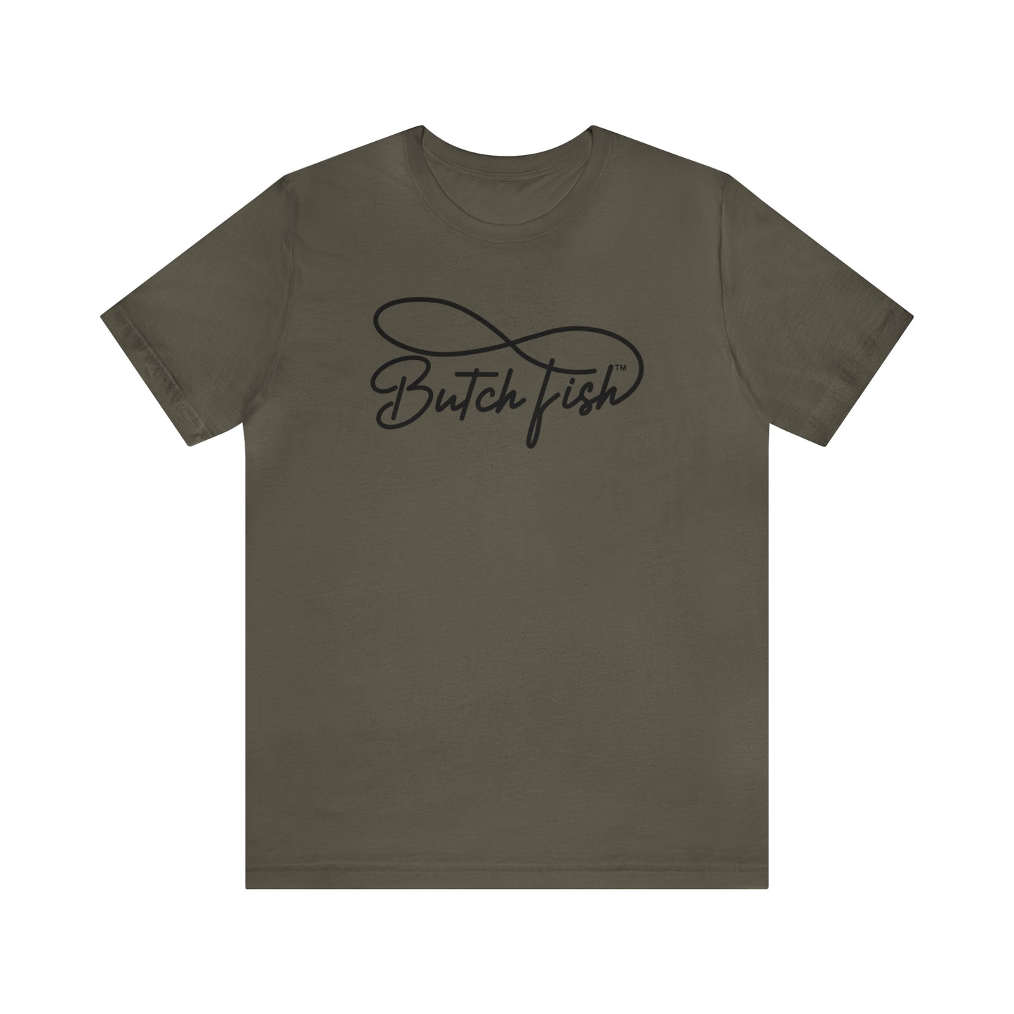 Butch Fish Unisex T-Shirts: "Stories in Threads"- Black Logo