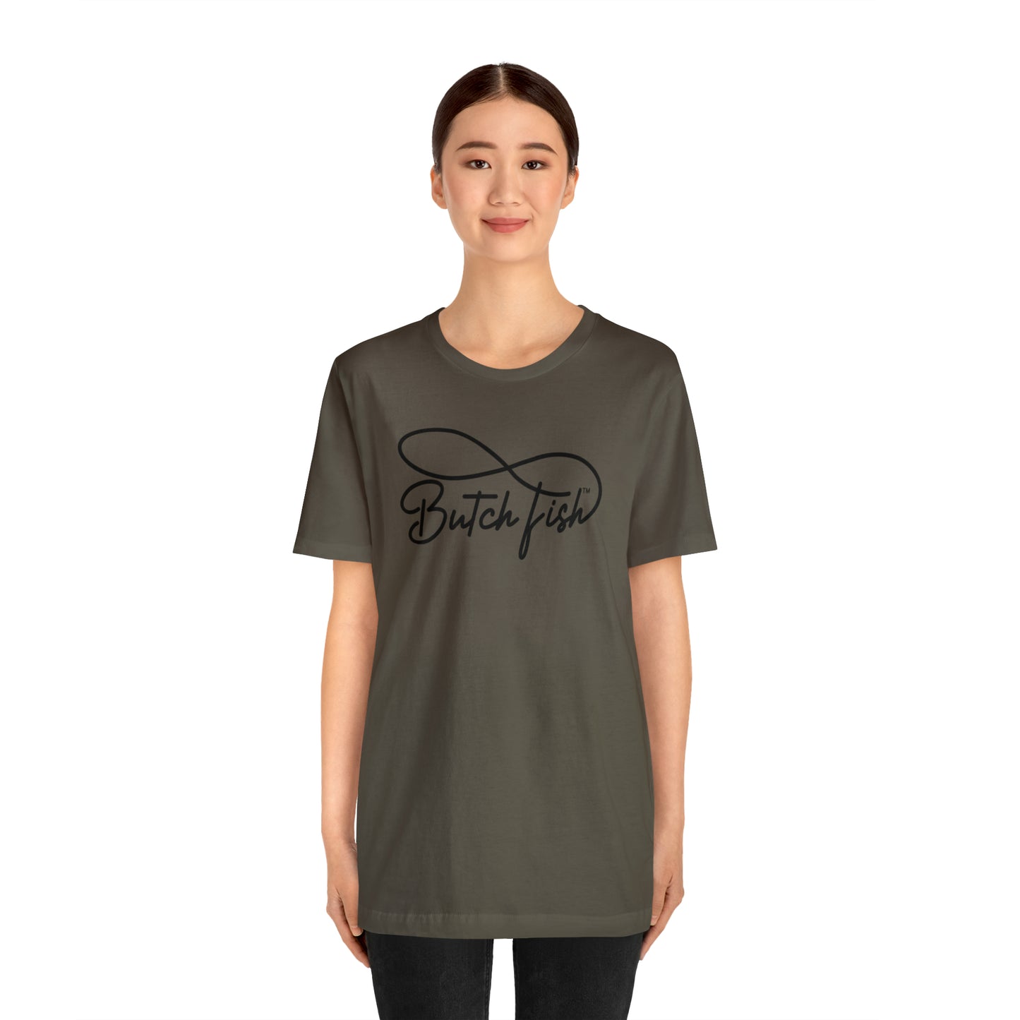 Butch Fish Unisex T-Shirts: "Stories in Threads"- Black Logo