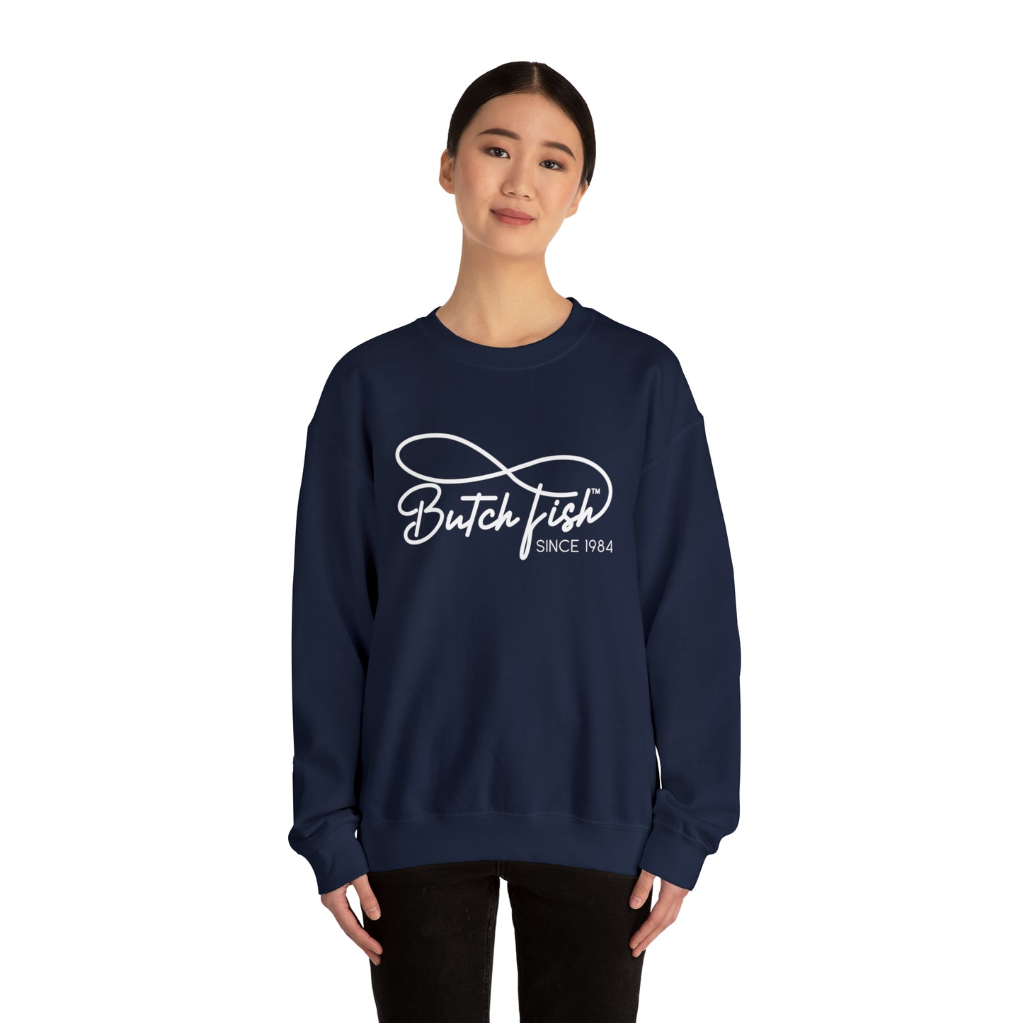 Butch Fish Since 1984 Unisex Crewneck Sweatshirt: "Unity in Comfort" - White Logo