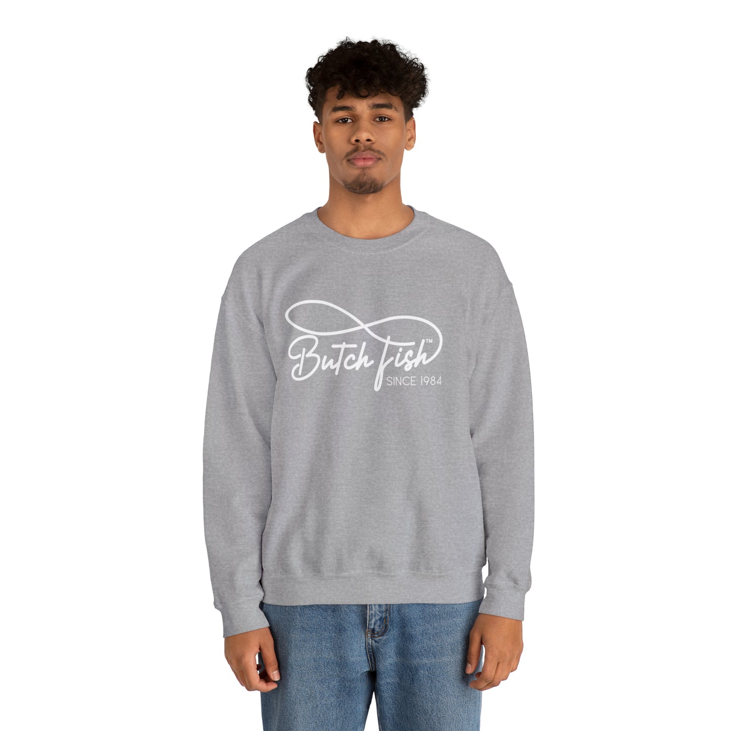 Butch Fish Since 1984 Unisex Crewneck Sweatshirt: "Unity in Comfort" - White Logo