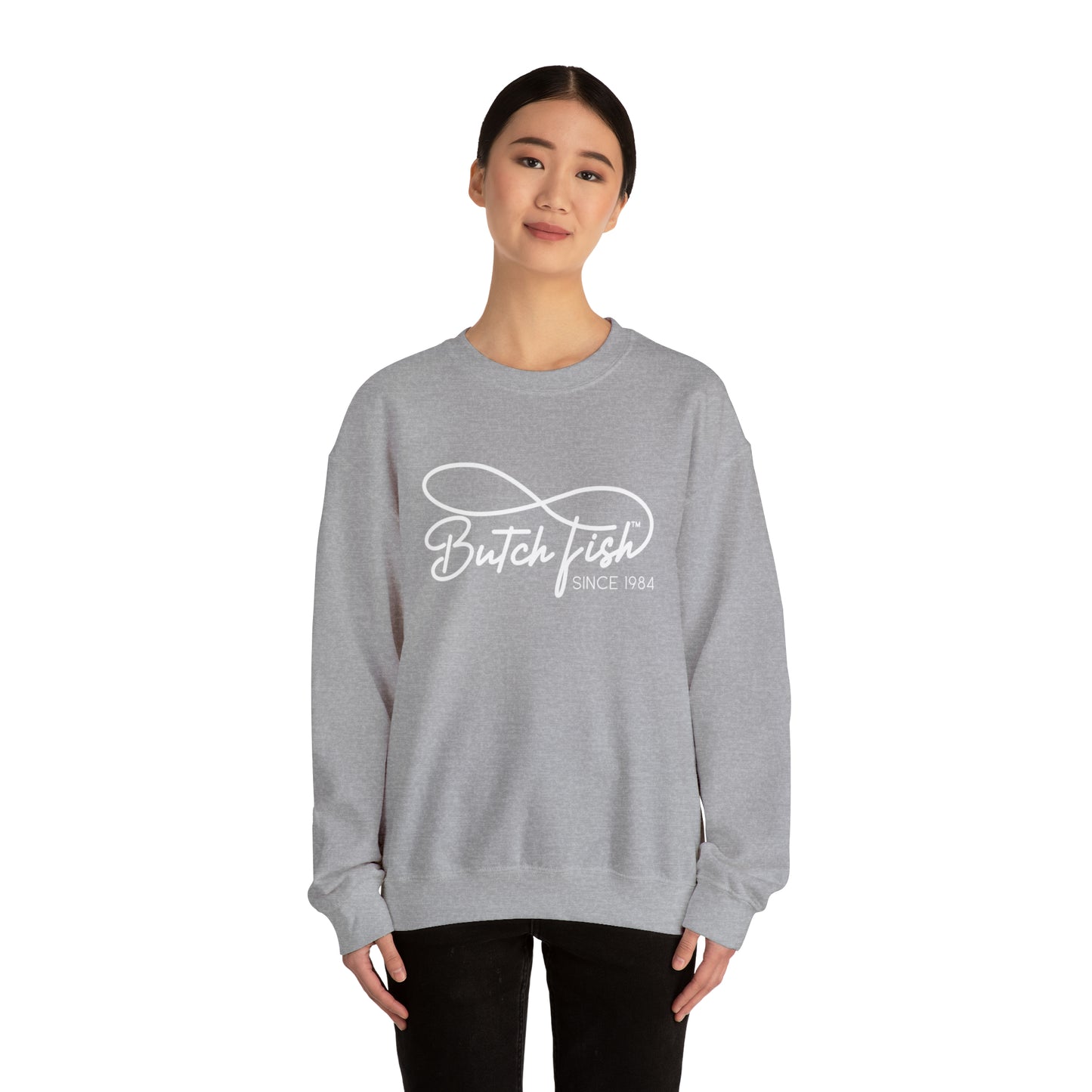 Butch Fish Since 1984 Unisex Crewneck Sweatshirt: "Unity in Comfort" - White Logo