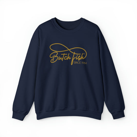 Butch Fish Since 1984 Unisex Crewneck Sweatshirt: "Unity in Comfort" - Gold Logo