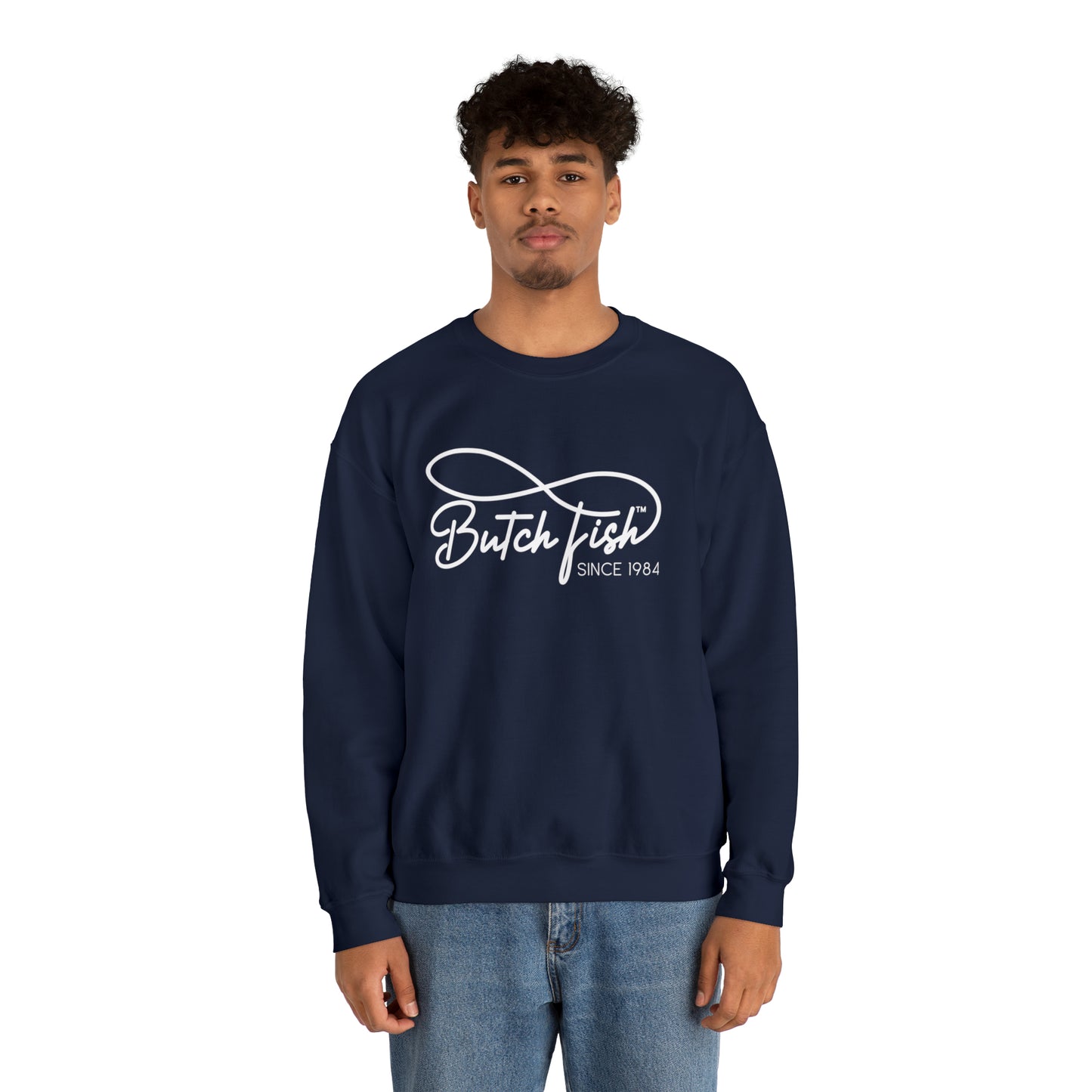 Butch Fish Since 1984 Unisex Crewneck Sweatshirt: "Unity in Comfort" - White Logo