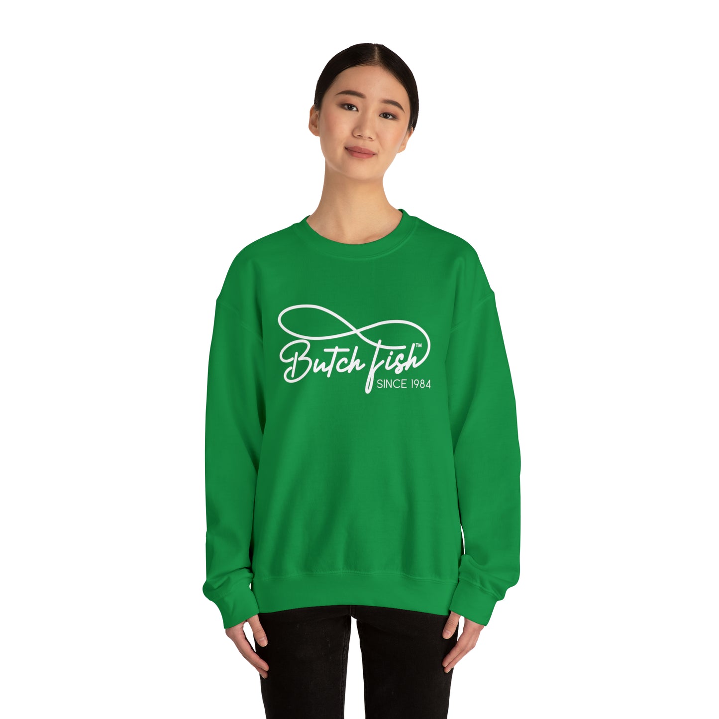 Butch Fish Since 1984 Unisex Crewneck Sweatshirt: "Unity in Comfort" - White Logo